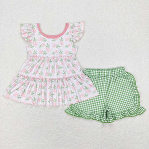 GSSO0440--summer floral pink girls outfits