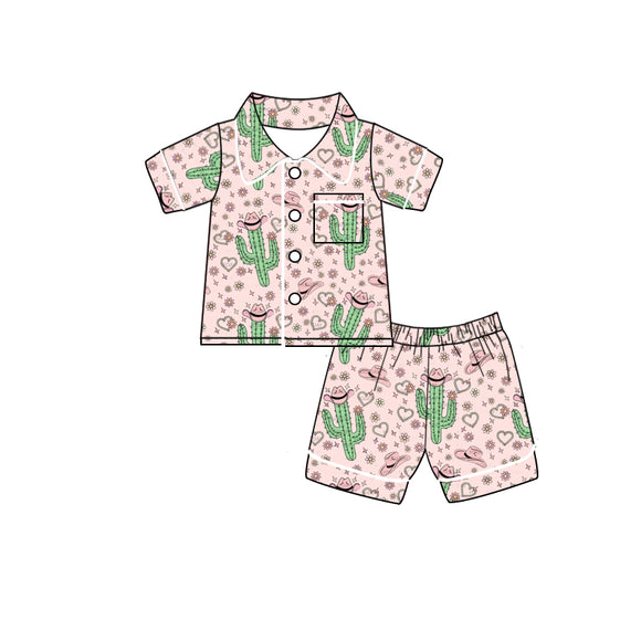 GSSO0539--pre order summer cactus hearts shirt girls outfits