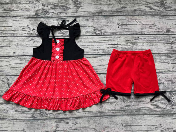 Black red polka dots tunic shorts mouse girls clothes