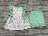 Mint ruffles floral tunic shorts girls spring summer outfits