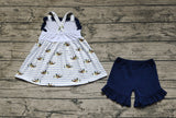 embroidery Duck stripe tunic navy shorts girls summer outfits