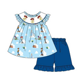 Light blue toy tunic ruffle shorts girls clothes