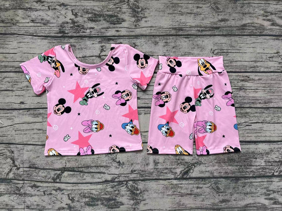 Short sleeves duck mouse star girls clothing set