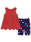 Red sleeveless tunic stars shorts girls 4th of july clothes