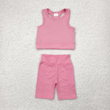 GSSO1516  baby girl clothes pink toddler girl yoga summer outfit