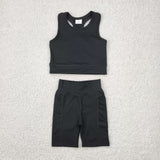 GSSO1517 baby girl clothes  black  toddler girl yoga summer outfit
