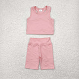 GSSO1518  baby girl clothes pink toddler girl yoga summer outfit