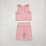 GSSO1518  baby girl clothes pink toddler girl yoga summer outfit