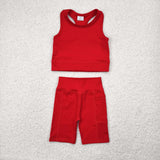 GSSO1519  baby girl clothes red toddler girl yoga summer outfit
