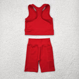 GSSO1519  baby girl clothes red toddler girl yoga summer outfit