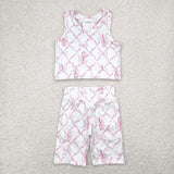 GSSO1544 pre-order baby girl clothes pink bows toddler girl yoga summer outfit