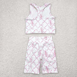GSSO1544 pre-order baby girl clothes pink bows toddler girl yoga summer outfit