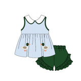 Pre-order GSSO1658 Girls doll collar duck shorts blue green outfits（Deadline Dec.12）