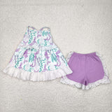 GSSO1675 Girls blue purple shorts Outfits