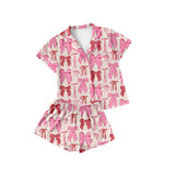 Pre-order GSSO1717 Adult summer pink bow shorts pajamas