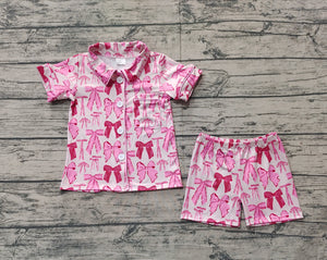 Pre-order GSSO1718 girls pink bow shorts pajamas