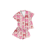 Pre-order GSSO1718 girls pink bow shorts pajamas