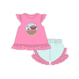 Pre-order GSSO1785 girls flying sleeve blue stripe outfits