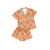 Pre-order GSSO1801 girls orange short sleeve cartoon dog outfits