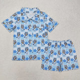 Family Matching Adult Baby girls cartoon blue dog pajamas