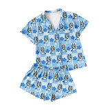 Pre-ordre GSSO1803 Adult women cartoon dog blue shorts pajamas （Deadline Jan.6）