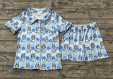 Pre-ordre GSSO1803 Adult women cartoon dog blue shorts pajamas （Deadline Jan.6）