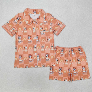 GSSO1804 Adult women cartoon dog orange shorts pajamas