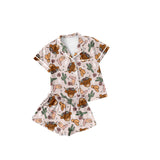 Pre-order GSSO1809 girls brown short sleeve bull pajamas（Deadline Jan.7）