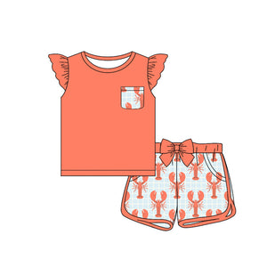 Pre-order GSSO1830 girls orange flying sleeve outfits（Deadline Jan.11）