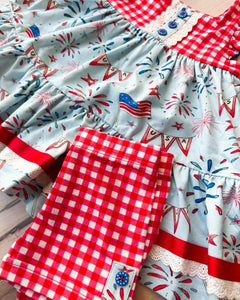 Pre-order GSSO2101 girls July Fourth red checked shorts outfits（Deadline Feb.12)