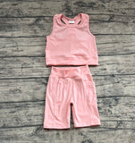 Pre-order GSSO2129 baby girls pink sleeveless shorts outfits Yoga