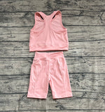 Pre-order GSSO2129 baby girls pink sleeveless shorts outfits Yoga
