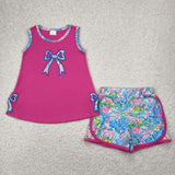 GSSO2149 baby girls rose bow shorts outfits