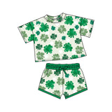 10.10 Pre-order GSSO2744 baby girls St Patrick's Day short sleeves short outfits
