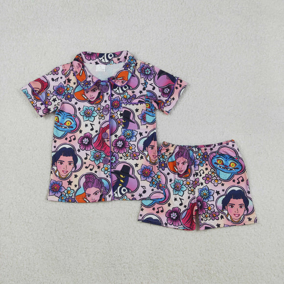 GSSO2753 baby girls kpop button short sleeves short pajamas