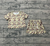 1.16 Pre-order GSSO3224 Girls camo scalloped  short sleeve shorts outfits