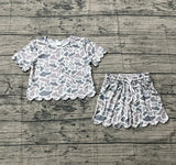 1.16 Pre-order GSSO3226 Girls camo wave short sleeve shorts outfits