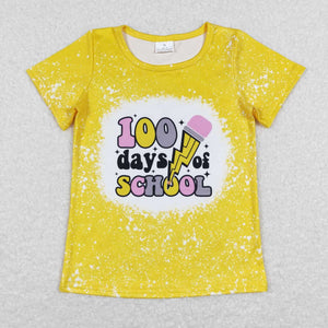 GT0387--short sleeve 100 DAYS school yellow top