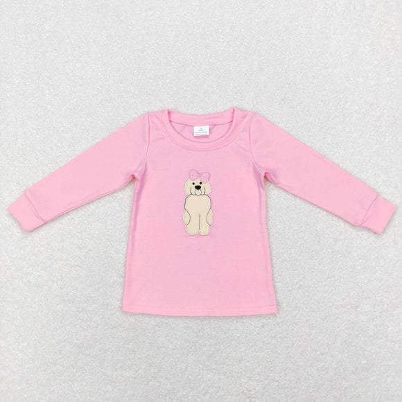 GT0408-- long sleeve Embroidered dog girls top