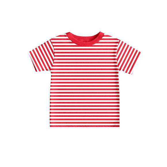 Short sleeves red stripe baby kids shirt