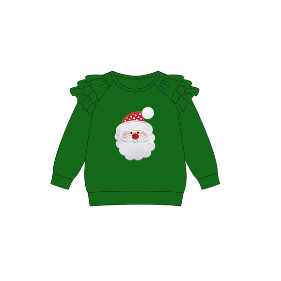 GT0603 pre order Long sleeves Christmas Santa green girl top