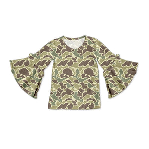 Pre-order GT0789 long sleeve CAMO green girls  top