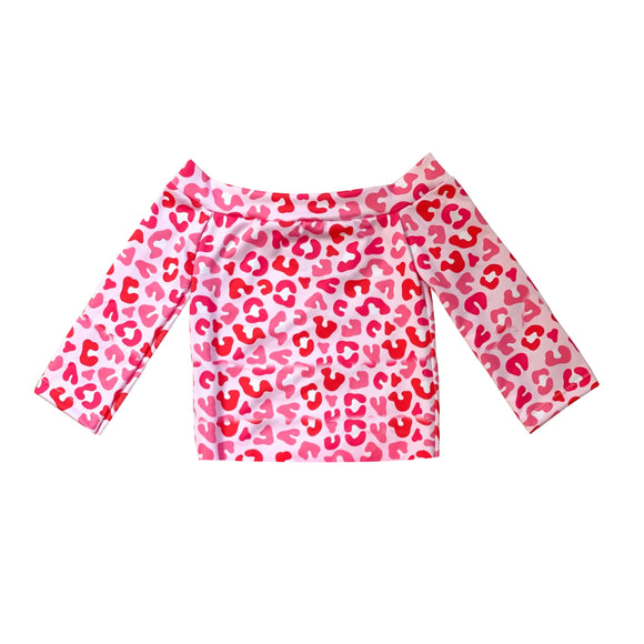 Pre-order GT0795 long sleeve pink leopard girls top
