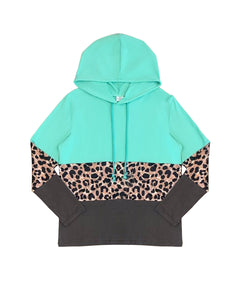 GT0845 pre order adult milk silk long sleeve leopard green hoodie