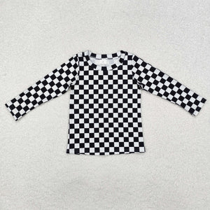 GT0864 long sleeve Black and white checker top