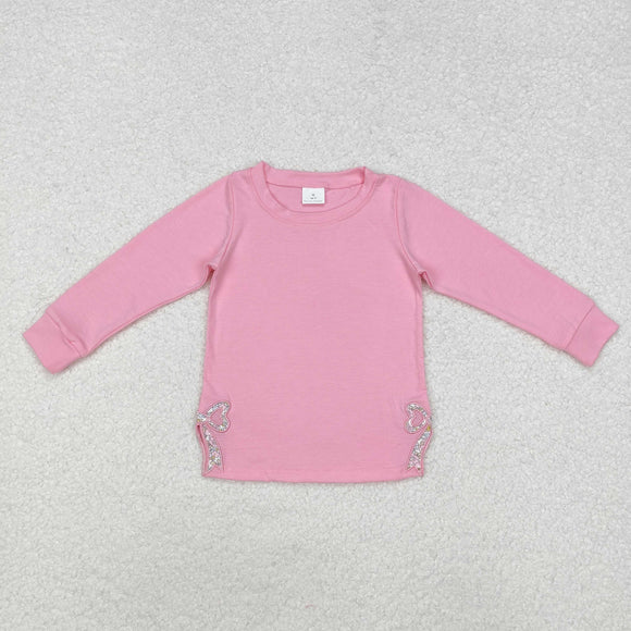 GT0872  toddler girl embroidery bows girl winter top shirt