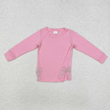 GT0872  toddler girl embroidery bows girl winter top shirt