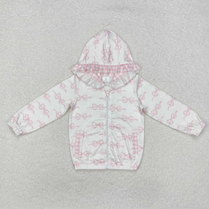 GT0873 toddler girl clothes pink bows girl winter hoodie top shirt