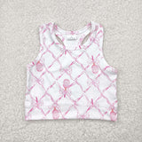 GT0883 toddler girl clothes  pink bows girl summer top yoga clothes