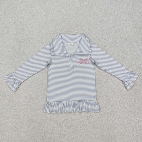 GT0886  long sleeve embroidery bow pullover